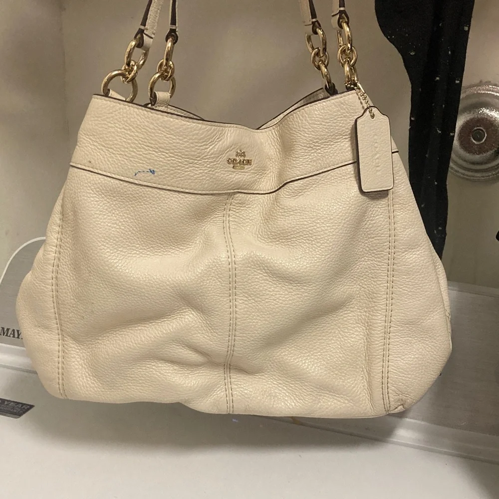VINTAGE COACH/Off-White Leather Shoulder Bag (never used) - Picture 5 of 5